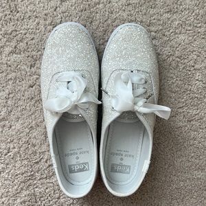 Kate Spade Glitter Sneaker Keds in white. Size 5.5.